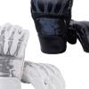 2 Pairs MMA Gloves, Grappling & Sparring Gloves for Men and Women, PU Leather Fighting Glove, Heavy Bag Gloves, Black and White view 3