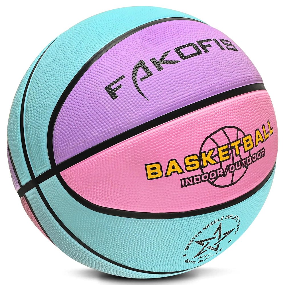 FAKOFIS Youth Basketball Size 5 (27.5'') Premium Rubber Kids Basketball for Indoor Outdoor Backyard Park Pool Play Games (Gift for Children)