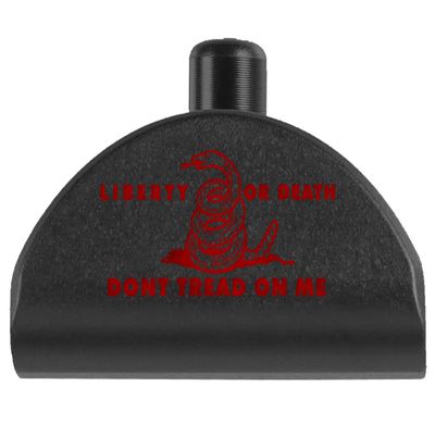 NDZ Performance Grip Frame Insert Plug for Glock Gen 4-5 Models 17 19 22 23 24 31 34 35  Black Aluminum with Red Laser Engraved Image  Don't Tread On Me Liberty and Death