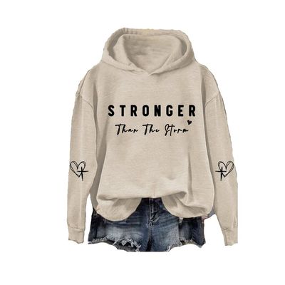 MOGUI Stronger Than The Storm Womens Shirt Stronger Than The Storm Shirt Inspirational Sweatshirts For Women Beige, 3X-Large