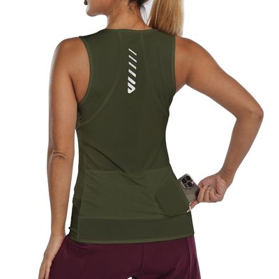 Wulibike Sleeveless Cycling Jersey Women Running Shirts Vest bike top Summer Biking tank With Pockets Olive-green XS