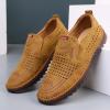 2023 New Foreign Trade Casual Men's Shoes Trend Cutout Blank Shoes Summer Breathable Mens Leather Shoes Casual Boot (Khaki, 9) view 3