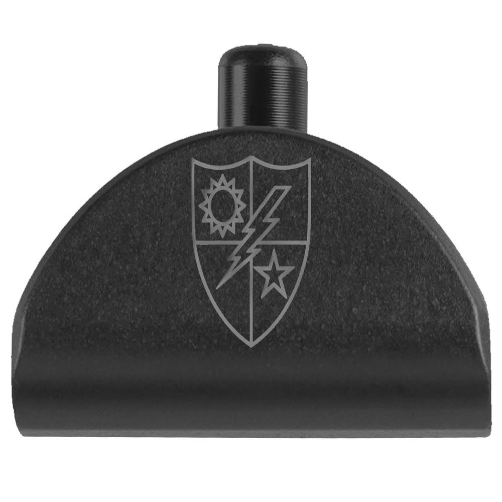 NDZ Performance Grip Frame Insert Plug for Glock Gen 4-5 Models 17 19 22 23 24 31 34 35  Black Aluminum with Silver Laser Engraved Image  75th Ranger Regiment