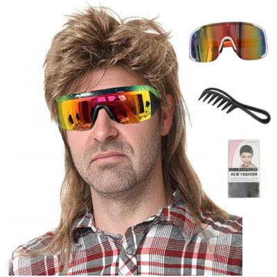 ByouByou Mullet Wigs for Men 80s Style Costumes Fancy Party Accessory Cosplay Wig Joe Dirt Emo Wig Halloween Men x (Light Brown)