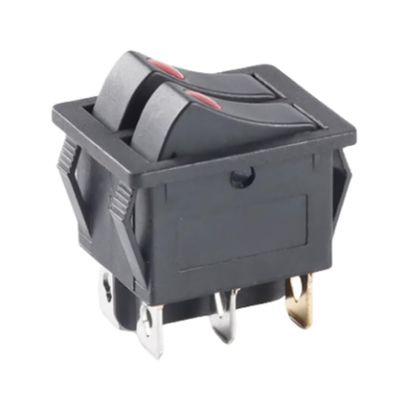 (5 pcs) Duplex Boat Switch KCD6 6-pin 2-Position Power Cocking Pushbutton Boat Switch 250/125V 16/20A Power Pushbutton Switch (Black Cat Eye)