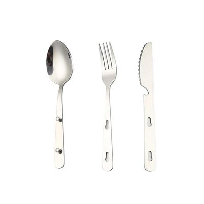 PEKJI 3pcs Portable Stainless Steel Cutlery Set Knife Fork Spoon Tableware Outdoor Camping Silverware Flatware Set Foldable