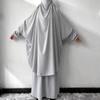 2 Piece Jilbab Set Ramadan Dress For Women Clothes For Women Abaya Dress For Women Khimar Islamic Long Sleeve Hijab Dress with Loose Skirts Full Cover Kaftan Prayer Eid Outfits Light Gray One Size view 2