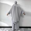 2 Piece Jilbab Set Ramadan Dress For Women Clothes For Women Abaya Dress For Women Khimar Islamic Long Sleeve Hijab Dress with Loose Skirts Full Cover Kaftan Prayer Eid Outfits Light Gray One Size view 4