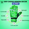 WEMORA Soccer Goalie Gloves for Kids Youth Junior Boys 4mm Anti Slip Strong Grips Palm Football Goalkeeper Gloves (Black/Green, Size 2 Suitable for 4 to 5 Year Old, Ambidextrous) view 3