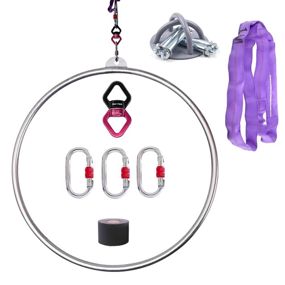 Aerial Hoop 80cm/85cm/90cm/95cm/100cm - Stainless Steel Single Point Lyra Hoop, Beginners Yoga Flying Hoops Circus for Dancing Studio/ Gym/ Club, Loads 300kg ( Size : Dia 95cm(37 3/8")+All Hardware )