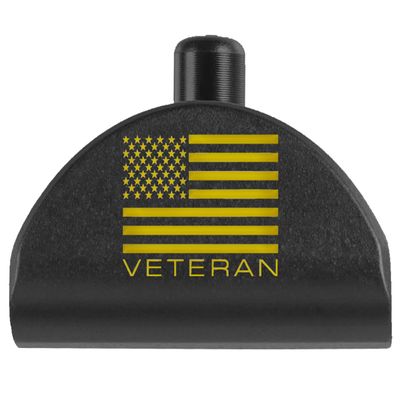 NDZ Performance Grip Frame Insert Plug for Glock Gen 4-5 Models 17 19 22 23 24 31 34 35  Black Aluminum with Gold Laser Engraved Image  US Flag Veteran