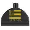 NDZ Performance Grip Frame Insert Plug for Glock Gen 4-5 Models 17 19 22 23 24 31 34 35  Black Aluminum with Gold Laser Engraved Image  US Flag Veteran view 1