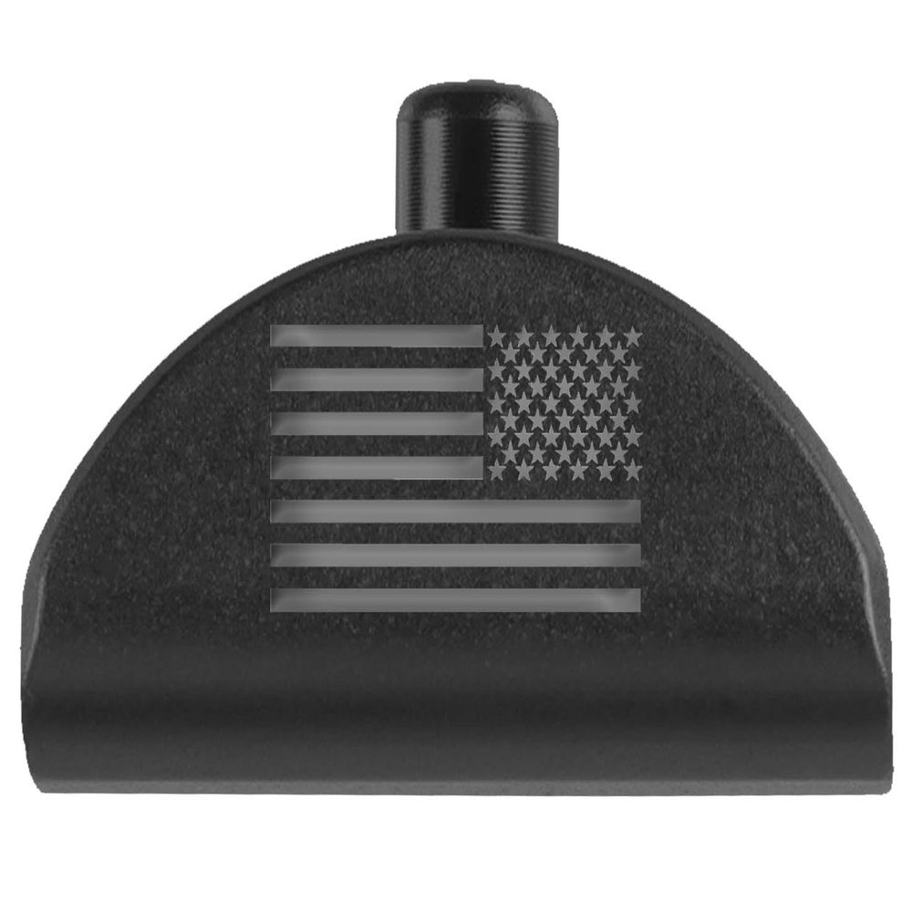 NDZ Performance Grip Frame Insert Plug for Glock Gen 4-5 Models 17 19 22 23 24 31 34 35  Black Aluminum with Silver Laser Engraved Image  US Battle Flag