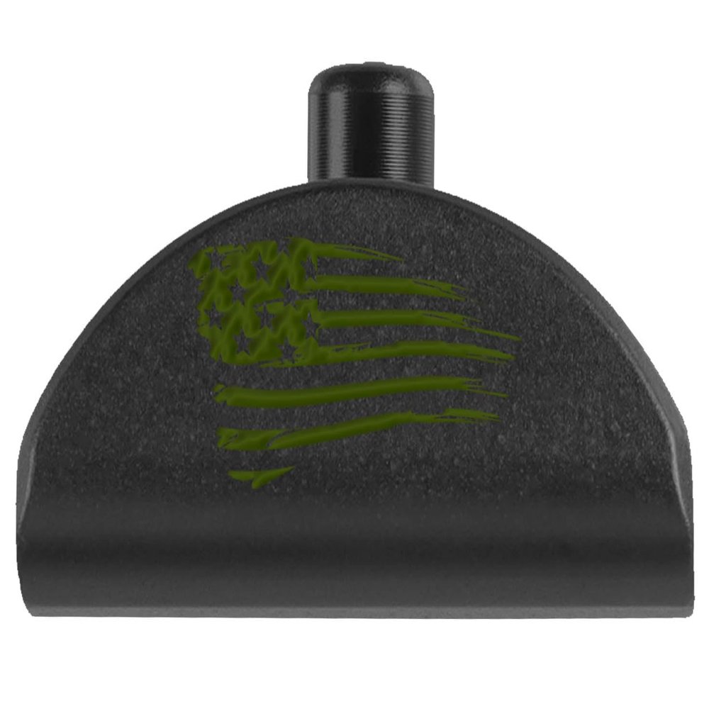 NDZ Performance Grip Frame Insert Plug for Glock Gen 4-5 Models 17 19 22 23 24 31 34 35  Black Aluminum with ODG Laser Engraved Image  US Flag Tattered
