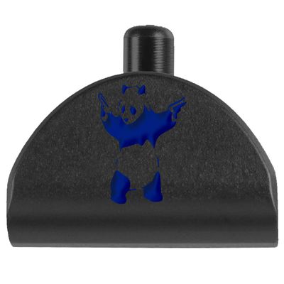 NDZ Performance Grip Frame Insert Plug for Glock Gen 4-5 Models 17 19 22 23 24 31 34 35  Black Aluminum with Blue Laser Engraved Image  Panda with Guns