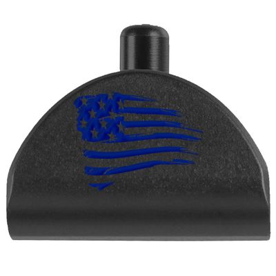 NDZ Performance Grip Frame Insert Plug for Glock Gen 4-5 Models 17 19 22 23 24 31 34 35 Black Aluminum with Blue Laser Engraved Image US Flag Tattered