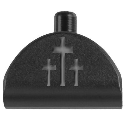 NDZ Performance Grip Frame Insert Plug for Glock Gen 4-5 Models 17 19 22 23 24 31 34 35  Black Aluminum with Silver Laser Engraved Image  3 Crosses