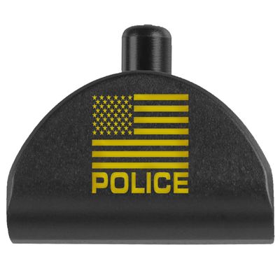 NDZ Performance Grip Frame Insert Plug for Glock Gen 4-5 Models 17 19 22 23 24 31 34 35 Black Aluminum with Gold Laser Engraved Image US Flag Police