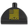 NDZ Performance Grip Frame Insert Plug for Glock Gen 4-5 Models 17 19 22 23 24 31 34 35  Black Aluminum with Gold Laser Engraved Image  US Flag Police view 1