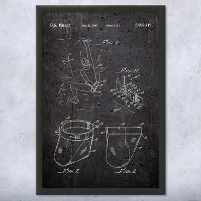 Rock Climbing Chalk Bag Patent Framed Print (13x19) Bouldering Gifts, Gym Decor, Climbing Gifts, Climbing Wall Art, Gifts For Men