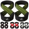 Trend Changer Figure 8 Lifting Strap Padded Deadlift Straps Heavy Duty Weight Lifting Straps Strongman Axle Bar Straps Weightlifting Wrist Wraps (Large (8.0'' & UP Wrist Circumference), Green White) view 1