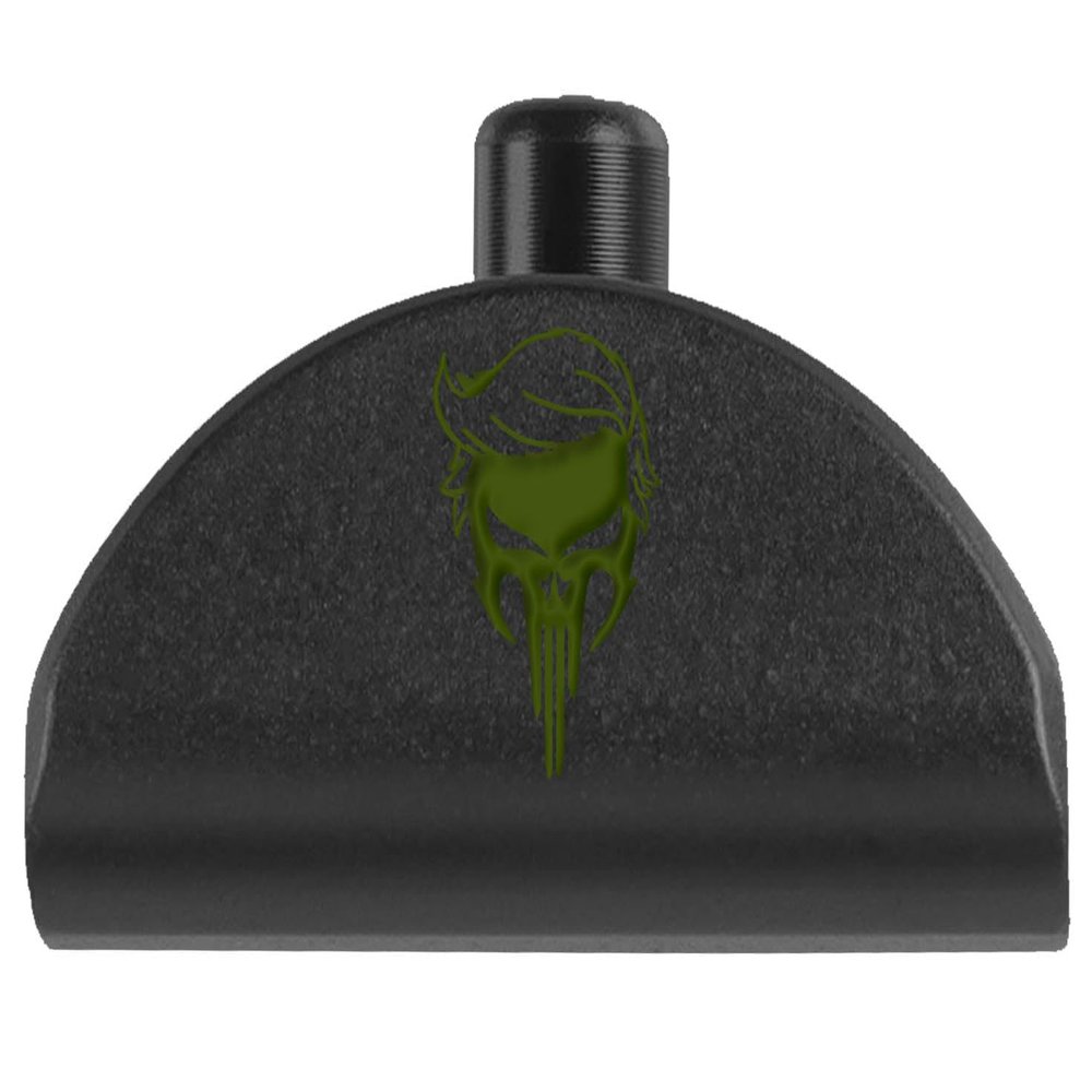NDZ Performance Grip Frame Insert Plug for Glock Gen 4-5 Models 17 19 22 23 24 31 34 35  Black Aluminum with ODG Laser Engraved Image  Trump Skull