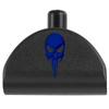 NDZ Performance Grip Frame Insert Plug for Glock Gen 4-5 Models 17 19 22 23 24 31 34 35  Black Aluminum with Blue Laser Engraved Image  NDZ Skull 1 view 1