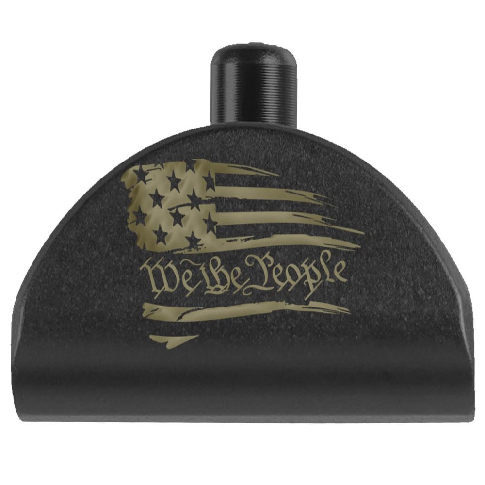 NDZ Performance Grip Frame Insert Plug for Glock Gen 4-5 Models 17 19 22 23 24 31 34 35  Black Aluminum with FDE Laser Engraved Image  We The People Flag