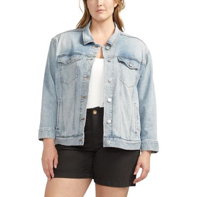 JAG Womens Plus Size Kiara Classic Denim Jacket, Beverly Blue