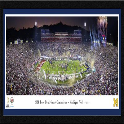 2024 Rose Bowl Champions, Michigan Wolverines - 41.5x15-inch Single Mat, Select Framed Picture by Blakeway Panoramas