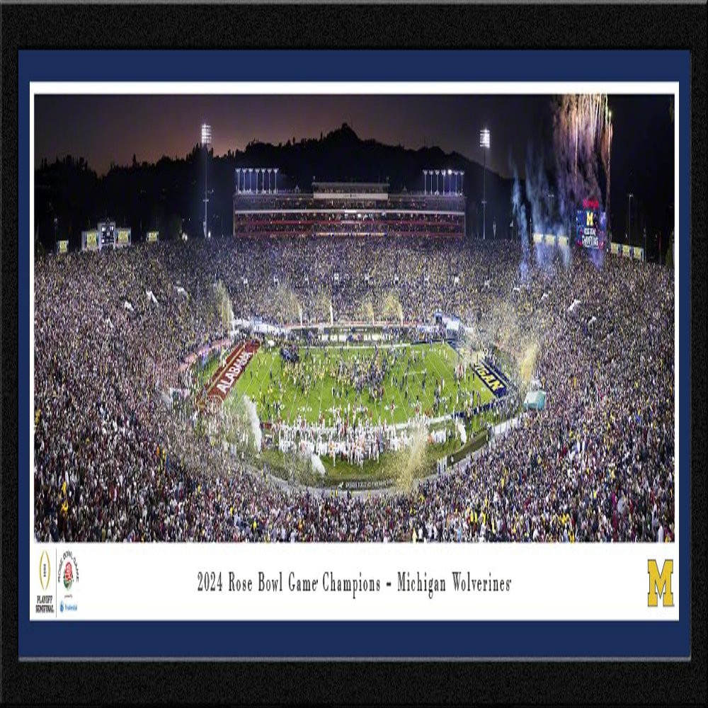 2024 Rose Bowl Champions, Michigan Wolverines - 41.5x15-inch Single Mat, Select Framed Picture by Blakeway Panoramas