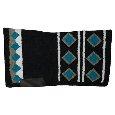 Schneiders Diamond Western Show Horse Saddle Pad | Durable Wool Construction | Stylish Design for Show & Daily Use | Color Turquoise/Black | Size 34" X 38"