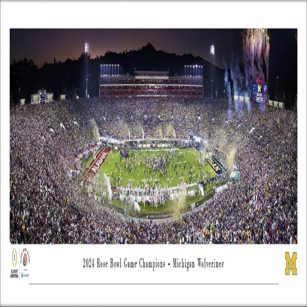 2024 Rose Bowl Champions, Michigan Wolverines - Unframed 40 x 13.5 Poster by Blakeway Panoramas