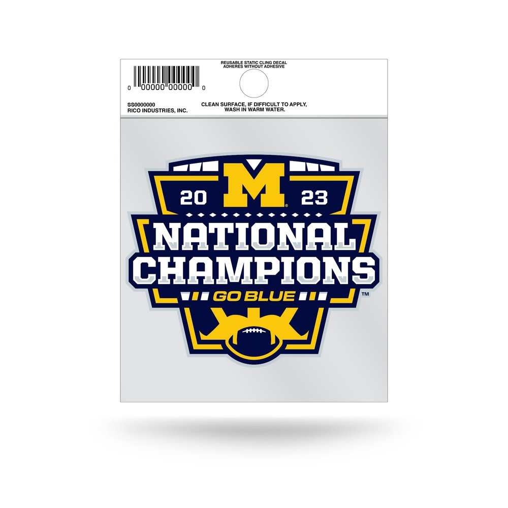 Rico Industries NCAA Michigan Wolverines 2024 CFP National Champions Small Static Cling