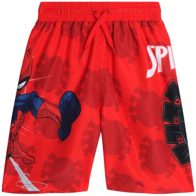 Marvel Boys Swim Trunks - Avengers Spiderman Captain America Spidey and Friends UPF 50+ Quick Dry Boys Swim Shorts (2T-12), Size 8, Spider Red