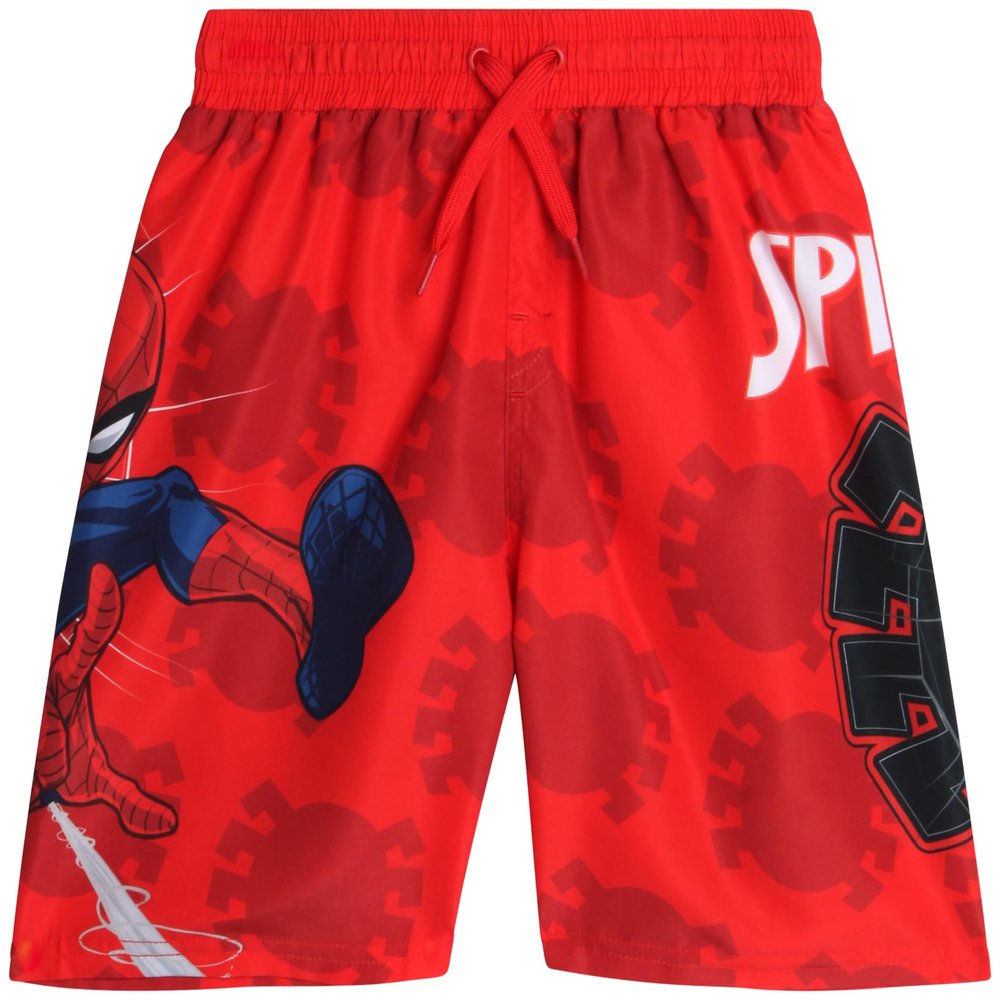 Marvel Boys Swim Trunks - Avengers Spiderman Captain America Spidey and Friends UPF 50+ Quick Dry Boys Swim Shorts (2T-12), Size 8, Spider Red