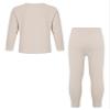 Aislor Kids Striped Thermal Underwear Set Boys Girls Long Winter Johns Base Layer Thermal Top with Leggings Set Beige 7-8 Years view 2