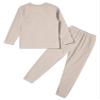 Aislor Kids Striped Thermal Underwear Set Boys Girls Long Winter Johns Base Layer Thermal Top with Leggings Set Beige 7-8 Years view 4
