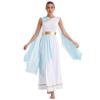 LiiYii Women's Greek God Dress Costume Greece Toga Cosplay Dress Halloween Party Performance Outfits Light Blue XX-Large view 1