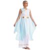 LiiYii Women's Greek God Dress Costume Greece Toga Cosplay Dress Halloween Party Performance Outfits Light Blue XX-Large view 3
