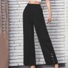 NATHGAM Womens Dressy Pants Summer Straight Leg Trousers Elastic High Waisted Pants Business Casual Work Office Pant Trousers Black view 2