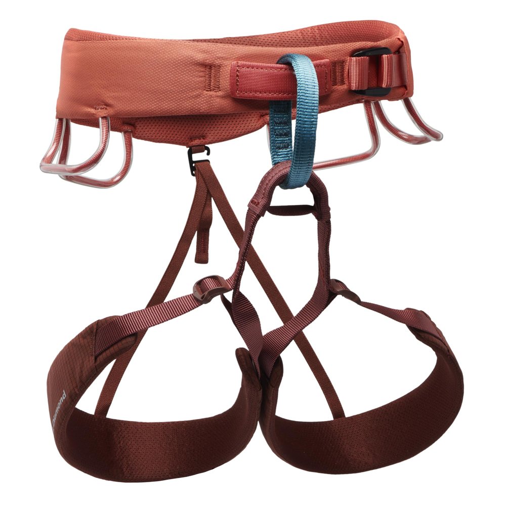 BLACK DIAMOND Womens Momentum Rock Climbing Harness | Dual Core Construction | Adjustable Waist & Leg Loops | Lightweight Comfort | Baja Sunrise | Medium