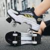 2 in 1 Deformation Roller Shoes, Roller Skate Shoes Outdoor with Detachable Brake Removable Pulley Skates Sneakers Skating Parkour with Wheels for Girls Boys view 2
