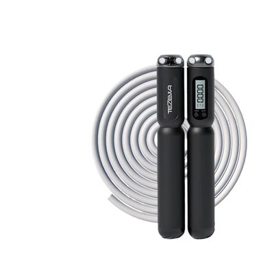 NATTCO Fitness Cordless Electronic Skipping Rope Gym Fitness Cordless Skipping Smart Jump Rope with Screen Counting Speed Skipping Counter Adjustable (Color : A-Black, Size : 1)