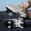 2 in 1 Retractable Deformation Roller Skate Shoes, Double-Row Deform Wheel Automatic Walking Shoes with Detachable Brake Invisible Roller Shoes Pulley Skates Sneakers Skating Parkour for Outdoor view 2