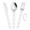 GANAZONO 3sets Stainless Steel Portable Utensil Kit Carabiner Camping Fork Spoon Cutter for Travel Hiking Picnic and Outdoor Use Easy to Clean and Lightweight view 1