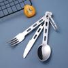 GANAZONO 3sets Stainless Steel Portable Utensil Kit Carabiner Camping Fork Spoon Cutter for Travel Hiking Picnic and Outdoor Use Easy to Clean and Lightweight view 3