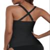 Hilor Women's Black Underwire Tankini Swimsuits Sexy Criss Cross Swim Top Push Up Bathing Suit Top Only 20 view 4