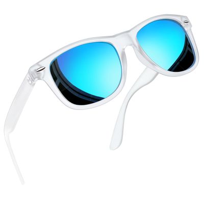 Joopin Oversized Square Sunglasses Matte Clear Frame Polarized Sun Glasses UV400 Protection Mirrored Blue Shades for Women Men