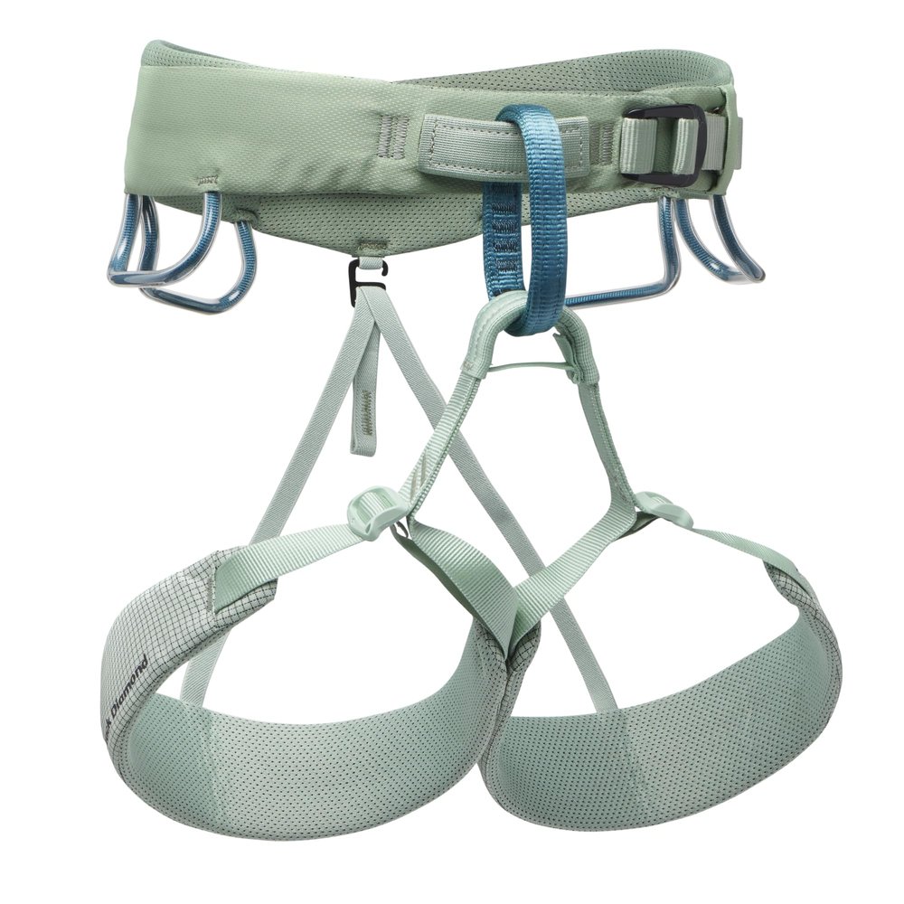 BLACK DIAMOND Womens Momentum Rock Climbing Harness | Dual Core Construction | Adjustable Waist & Leg Loops | Lightweight Comfort | Desert Sage | Large
